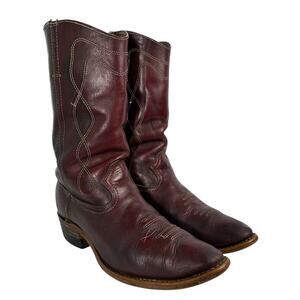 Vintage SEARS 1970s Heeled Leather Western 11" Boots Red Mens Size 10D Round Toe
